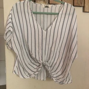 Striped V-neck Crop Top